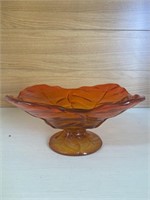 Vintage Viking Glass Persimmon Epic Leaf Bowl