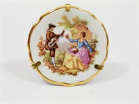 Miniature Limoges France Plate with Brass Stand