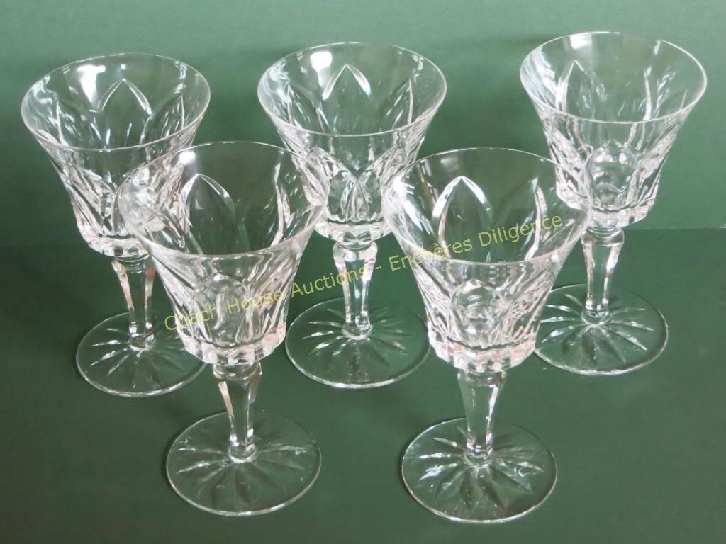 (5) St. Louis Chantilly crystal wine glasses