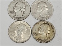 1941, 1945, 1950, 1953 Franklin Silver Quarters