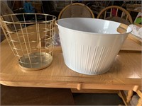 Metal baskets one 15in diameter 9in tall and 10in