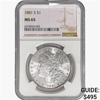 1881-S Morgan Silver Dollar NGC MS65