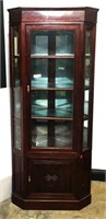 Corner Display Cabinet with Mirrored Back & Glass