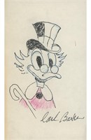 Scrooge McDuck hand drawn signed sketch. GFA Authe
