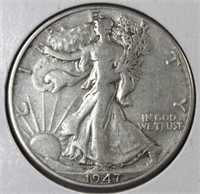 1947-D 90% Silver Walking Liberty Half Dollar