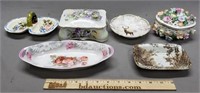Porcelain Grouping: Dresser Boxes, Platter & More