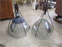 PAIR OF ANTIQUE INDUSTRIAL HANGING LIGHTS