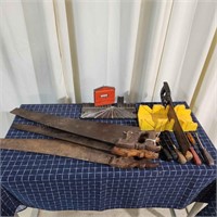 A4B6 12pc+ Hand tools: Miter boxes, Hand saws, Scr