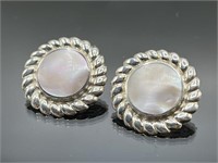 Vintage sterling silver & mother-of-pearl earrings