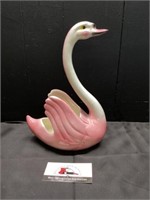 Ceramic pink swan vase