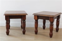 PAIR OF MATCHING HARDWOOD END TABLES