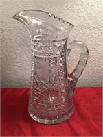 Tall Narrow Crystal Pitcher with Sawtooth Edge