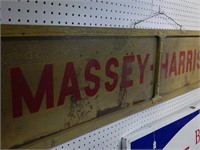 Massey Harris tin sign with wood frame
