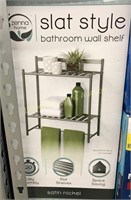 Slat Style Bathroom Wall Shelf -Satin Nickel