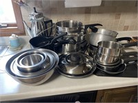 POTS AND PANS, STAINLESS BOWLS