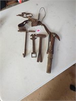 Vtg iron farm tools and more