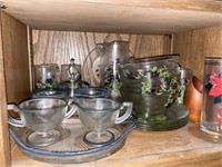 Sterling Hurricanes, Candleholders, Pansy Glass