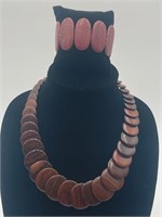 Costa Rican Wood Necklace And Bracelet Set