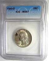 1943-D Quarter ICG MS67 LISTS $400