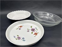 2- Pyrex Pie Plates, White Ceramic Pie Plate, PLUS