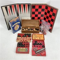 Tray- Vintage Checkers, Dominoes, Backgammon