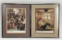 Pair Norman Rockwell Framed Art Prints