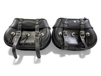 2 motorcycle saddle bags with buffalo nickel