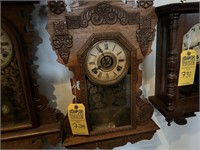 WALL CLOCK - E INGRAHAM CO - GINGERBREAD - WOOD -