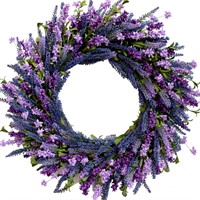 Egolot 24 Inch Purple Lavender Flower Wreath for