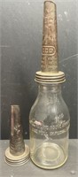 Vintage 1 quart Glass Motor Oil Bottle with ECO