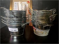 GROUP OF HANDLED TIN PAILS