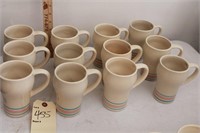 Vintage McCoy Blue and Pink stripe pottery mugs