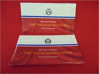 (1) 2 envelopes of 1987 US UNC Coin Set