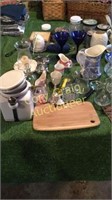 Assorted Glass Wear, Porcelain, Tin, Canister,