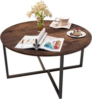 31.5" Round Living Room Coffee Table with X Base e