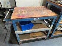 3 Tier Steel Framed Timber Top Tool Trolley