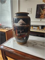 Asian Hand painted urn 16" tall