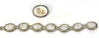 800 SILVER MOTHER OF PEARL BRACELET & BROOCH