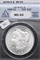 1878 CC ANAX MS63 MORGAN DOLLAR