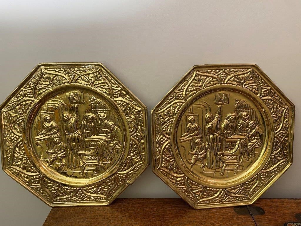 2 Decorative Gold Painted Plates