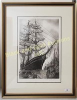 1977 framed artist signed lithograph; ships