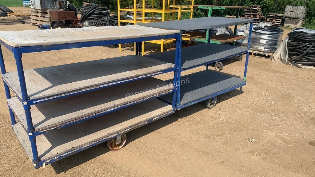 (2) Metal Shelving Carts on Casters