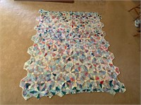 Vintage Handmade Handsewn Pinwheel Quilt