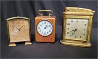 Group of antique desk clocks LeCoultre, Junghans,
