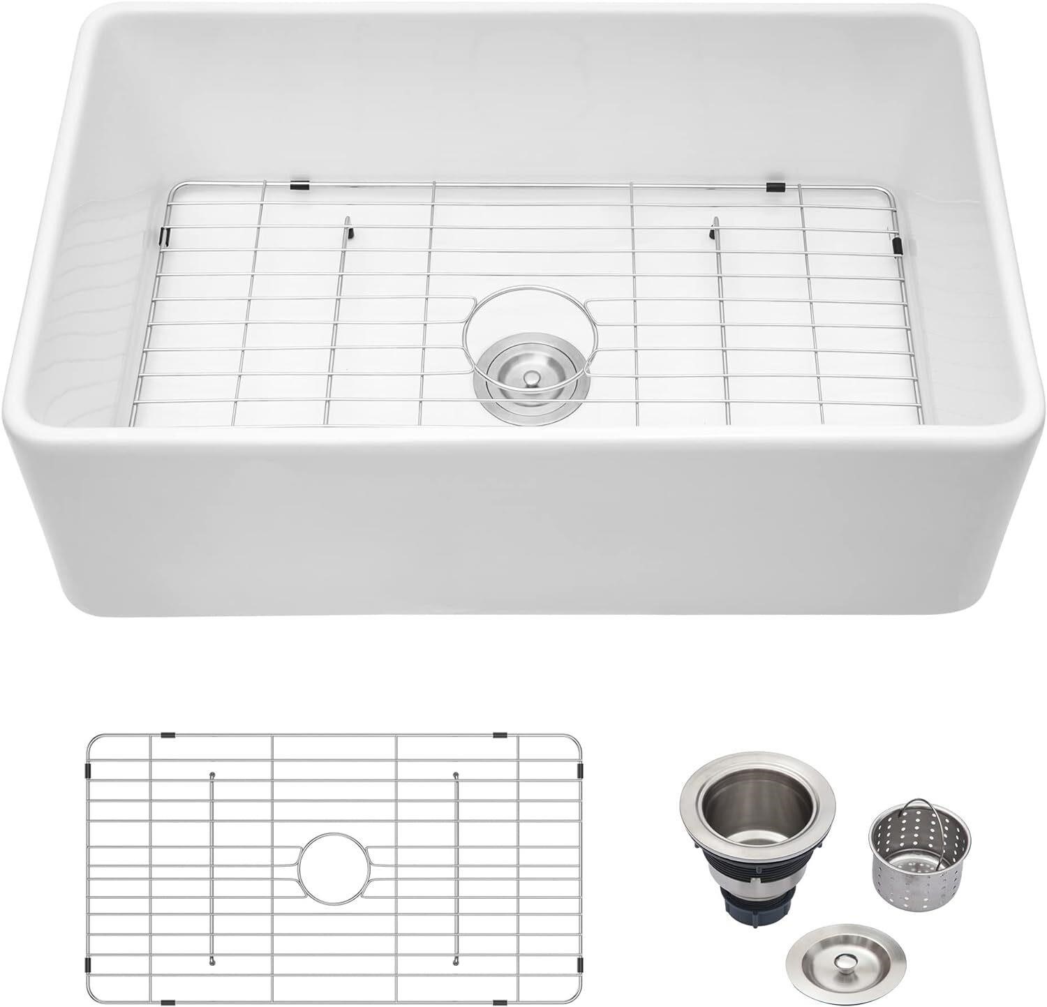 Donsdey 36x20 Flat Apron White Farmhouse Sink $380