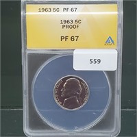 ANACS 1963 PF67 Proof Jeff Nickel 5 Cents