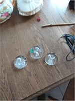 3 glass paper weights