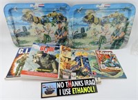 GI Joe lot of 2 TV trays and ephemera