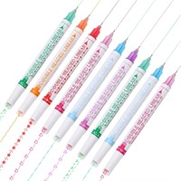 9 Pcs Colored Curve Highlighter Pen Set  Dual Tip