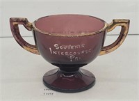 Vintage Souvenir Amethyst Glass Sugar Bowl Dish w